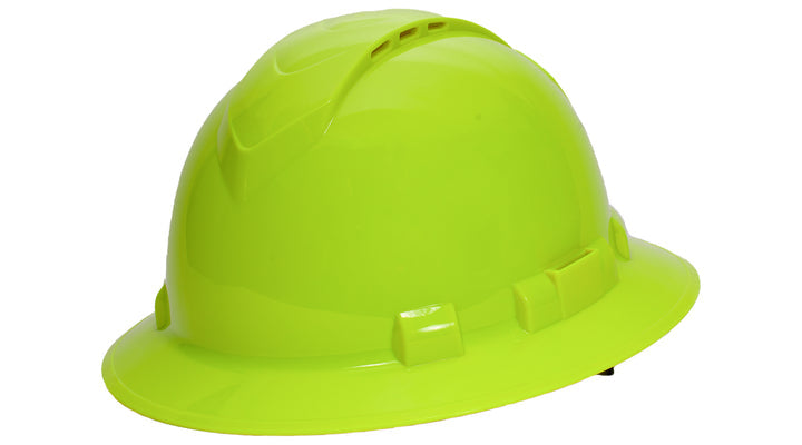 Pyramex HP54131V, Ridgeline Hard Hat, Vented, Hi-Vis Lime Color, 4-Point Ratchet Suspension Suspension Sytem