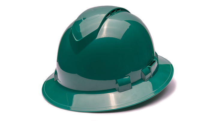 Pyramex HP54135V, Ridgeline Hard Hat, Vented, Green Color, 4-Point Ratchet Suspension Suspension Sytem