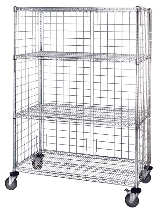 Quantum M2436P46E-5, 36"W x 24"D x 69"H M Stem Caster Cart, 5 Wire Shelves, Enclosure Panels, Green Epoxy