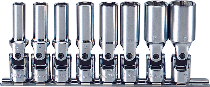 Ko-Ken RS3340M/8-L75, 3/8 Sq. Dr. Universal Socket set  8mm-19mm 6 point 200mm  8 pieces