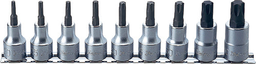 Ko-Ken RS4025/9-L60, 1/2 Sq. Dr. Bit Socket 9 piece TORXÂ® set  T20-T60