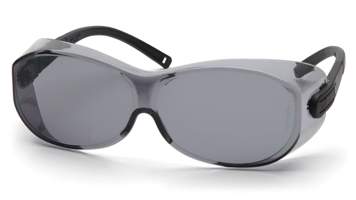 Pyramex S7520SJ, OTS XL Over the Spectacle Eyewear, Black Frame Color, Gray Lens Color