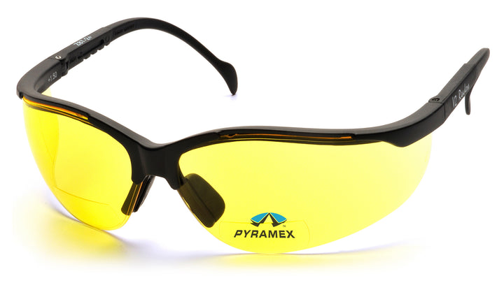 Pyramex SB1830R20, V2 Readers Half-Frame Eyewear, Black Frame Color, Amber Lens Color, +2.0 Diopter Grade