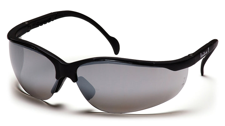 Pyramex SB1870S, Venture II Half-Frame Eyewear, Black Frame Color, Silver Mirror Lens Color