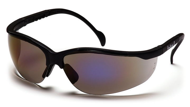 Pyramex SB1875S, Venture II Half-Frame Eyewear, Black Frame Color, Blue Mirror  Lens Color