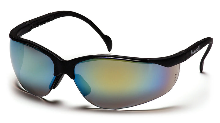 Pyramex SB1890S, Venture II Half-Frame Eyewear, Black Frame Color, Gold Mirror Lens Color