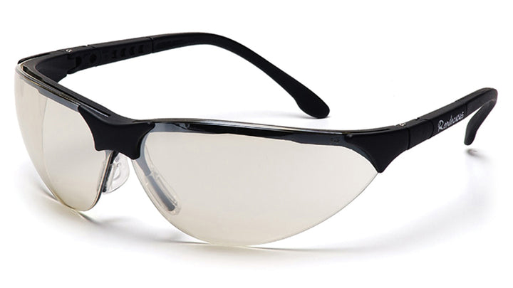 Pyramex SB2880S, Rendezvous Half-Frame Eyewear, Padded Frame, Black Frame Color, I/O Mirror Lens Color