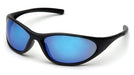 Pyramex SB3365E, Zone II Full Frame Eyewear, Padded Frame, Ice Blue Mirror Lens Color, Matte Black Frame Color