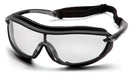 Pyramex SB4610STP, XS3 Plus Sealed Eyewear, Padded Frame, Black Frame Color, Clear with H2X Anti-Fog Lens Color