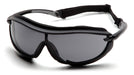 Pyramex SB4620STP, XS3 Plus Sealed Eyewear, Padded Frame, Gray with H2X Anti-Fog Lens Color, Black Frame Color