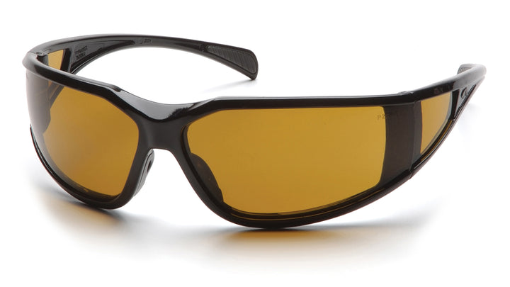 Pyramex SB5133DT, Exeter Full Frame Eyewear, Glossy Black Frame Color, Shooter's Amber with Anti-Fog Lens Color