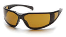 Pyramex SB5133DT, Exeter Full Frame Eyewear, Glossy Black Frame Color, Shooter's Amber with Anti-Fog Lens Color