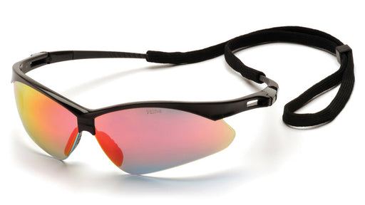 Pyramex SB6345SP, PMXTREME Half-Frame Eyewear, Black Frame Color, Ice Orange Mirror Lens Color