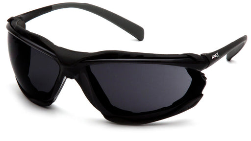 Pyramex SB9323STM, Proximity Sealed Eyewear, Padded Frame, Black Frame Color, Gray with H2MAX Anti-Fog Lens Color