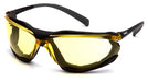 Pyramex SB9330ST, Proximity Sealed Eyewear, Padded Frame, Black Frame Color, Amber with H2X Anti-Fog Lens Color