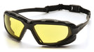 Pyramex SBG5030DT, Highlander Plus Sealed Eyewear, Black-Gray Frame Color, Amber with H2X Anti-Fog Lens Color