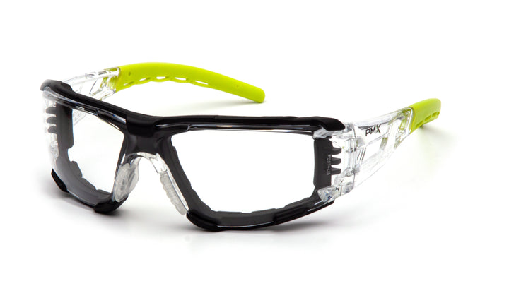 Pyramex SBL10210STMFP, Fyxate Sealed Eyewear, Padded Frame, Lime Frame Color, Clear with H2X Anti-Fog Lens Color