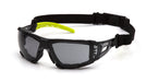 Pyramex SBL10220STMFP, Fyxate Sealed Eyewear, Padded Frame, Lime Frame Color, Gray with H2X Anti-Fog Lens Color