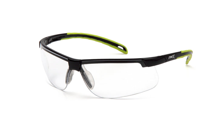 Pyramex SBL8610DTM, Ever-Lite Half-Frame Eyewear, Black-Lime Frame Color, Clear with H2MAX Anti-Fog Lens Color