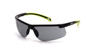 Pyramex SBL8620DTM, Ever-Lite Half-Frame Eyewear, Black-Lime Frame Color, Gray  with H2MAX Anti-Fog Lens Color