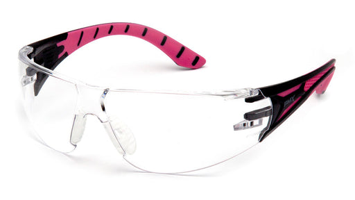 Pyramex SBP9610ST, Endeavor Plus Frameless Eyewear, Black-Pink Frame Color, Clear with H2X Anti-Fog Lens Color