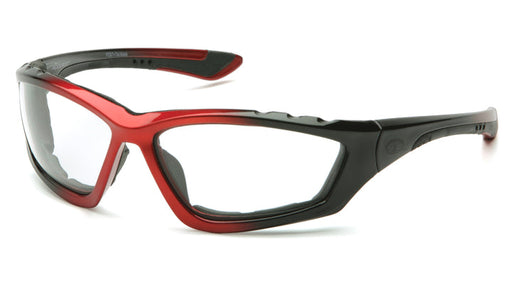 Pyramex SBR8710DTP, Accurist Sealed Eyewear, Padded Frame, Black/Red Frame Color, Clear with Anti-Fog Lens Color