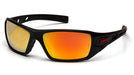 Pyramex SBRF10445D, Velar Full Frame Eyewear, Black/Red Frame Color, Ice Orange Mirror Lens Color