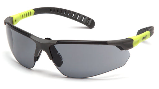 Pyramex SGL10120DTM, Sitecore Half-Frame Eyewear, Gray/Lime Frame Color, Gray with H2MAX Anti-Fog Lens Color