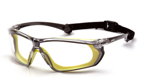 Pyramex SGL10610DT, CROSSOVR Sealed Eyewear, Gray-Lime Frame Color, Clear with H2X Anti-Fog Lens Color