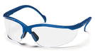 Pyramex SMB1810S, Venture II Half-Frame Eyewear, Metallic Blue Frame Color, Clear Lens Color