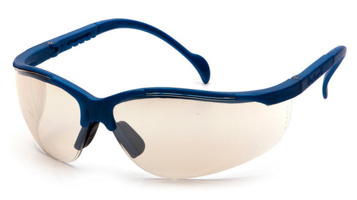 Pyramex SMB1880S, Venture II Half-Frame Eyewear, Metallic Blue Frame Color, I/O Mirror Lens Color