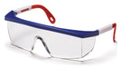 Pyramex SNWR410S, Integra Half-Frame Eyewear, Red/White/Blue Frame Color, Clear Lens Color