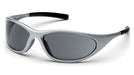 Pyramex SS3320E, Zone II Full Frame Eyewear, Padded Frame, Gray Lens Color, Silver Frame Color