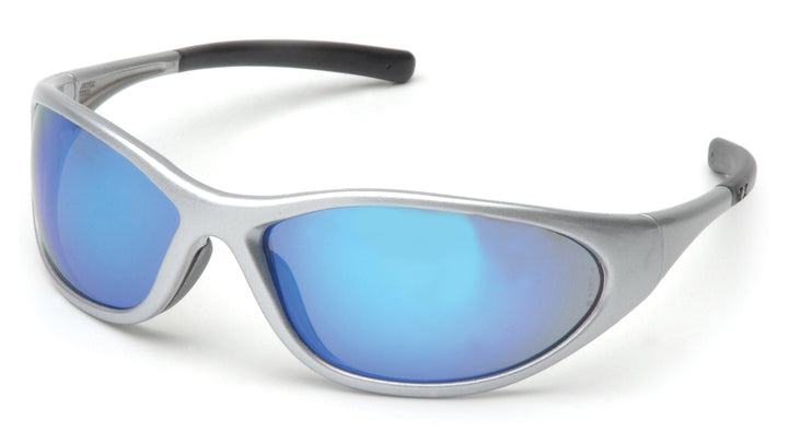 Pyramex SS3365E, Zone II Full Frame Eyewear, Padded Frame, Ice Blue Mirror Lens Color, Silver Frame Color