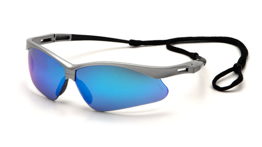 Pyramex SS6365SP, PMXTREME Half-Frame Eyewear, Silver Frame Color, Ice Blue Mirror Lens Color