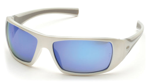 Pyramex SW5665D, Goliath Full Frame Eyewear, White Frame Color, Ice Blue Mirror Lens Color