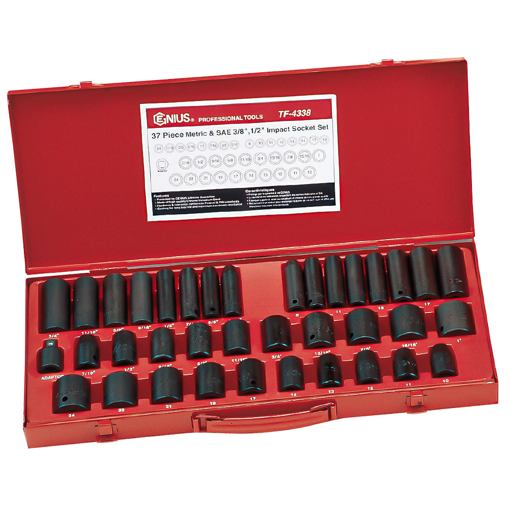 thumbnail image 2 of Genius Tools 13-Piece 3/8" Drive SAE Deep Impact Socket Set TF-313SD - Professional Grade 2 of 9