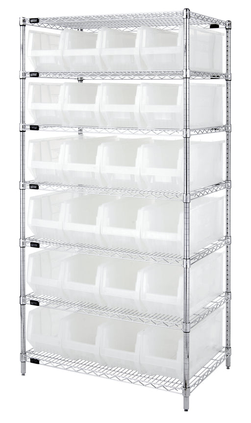 Quantum WR7-951CL, 24"W 36"D 74"H WR Wire Shelving Container System, Chrome Plated Finish