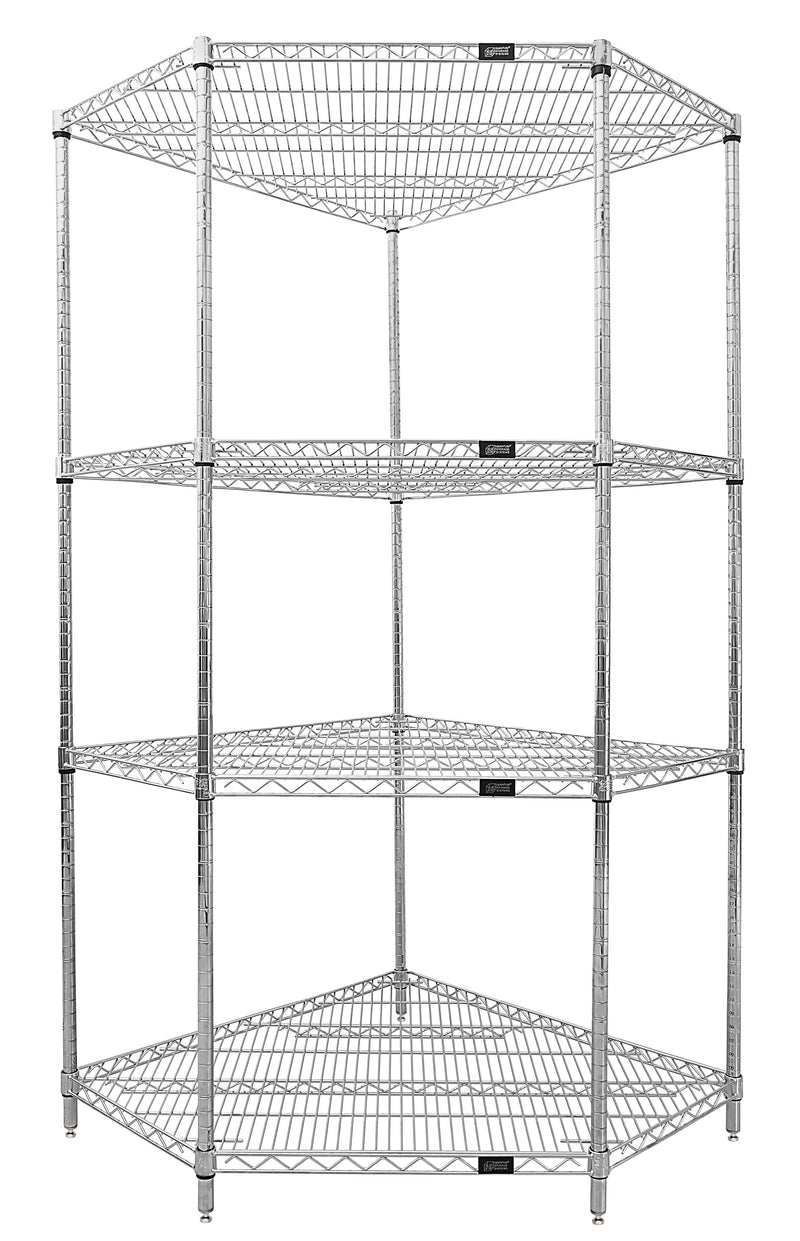 Quantum WR54-1836CRNC, 18"W 36"D 54"H WR Wire Shelving, 5-Sided Shelf, 16 Split Sleeves, Chrome Plated Finish, NSF