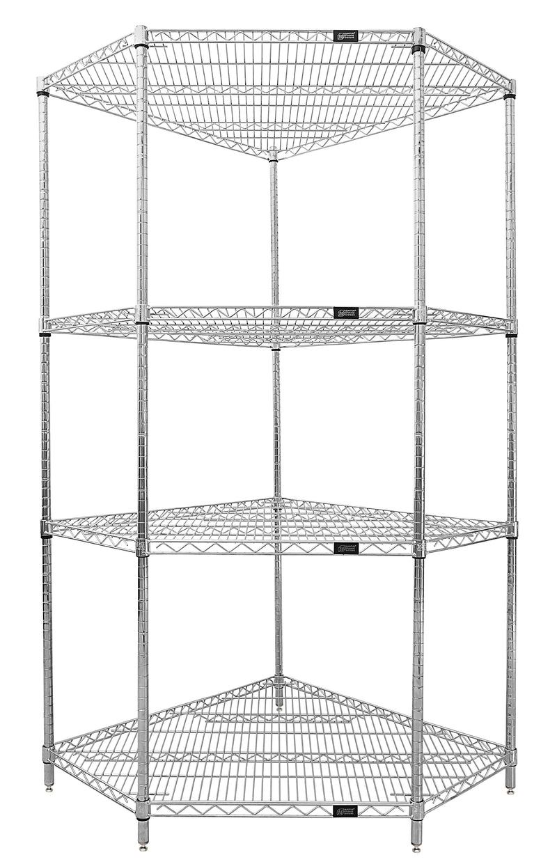 Quantum WR Wire Shelving, 5-Sided Shelf, 16 Split Sleeves, Chrome Plated Finish, NSF