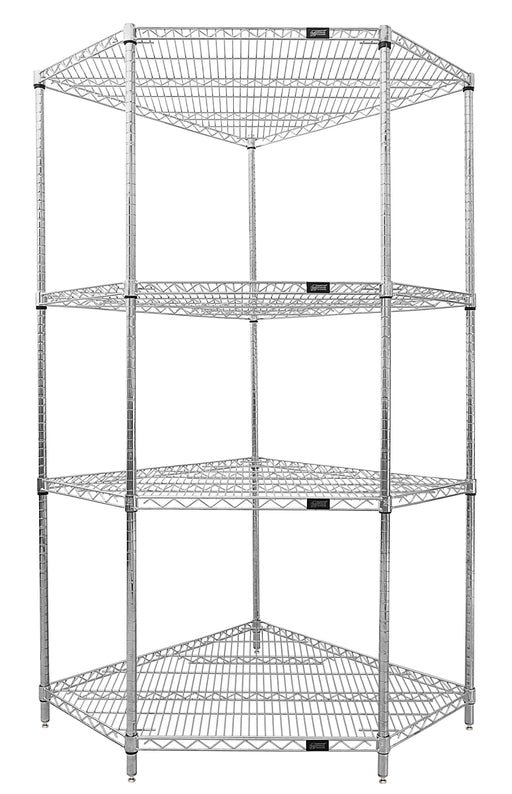 Quantum WR54-1836CRNC, 18"W 36"D 54"H WR Wire Shelving, 5-Sided Shelf, 16 Split Sleeves, Chrome Plated Finish, NSF