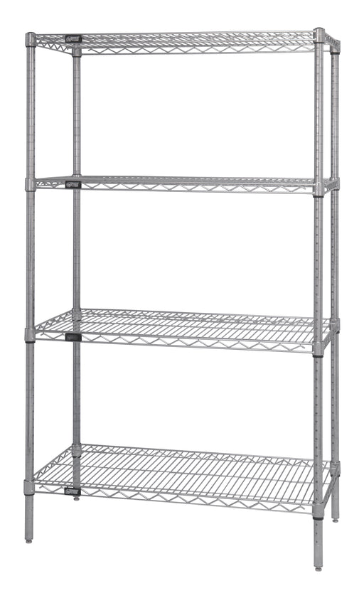 Quantum WR54-1424C, 14"W 24"D 54"H WR Wire Shelving Starter Kit, Chrome Plated Finish, NSF, 14" Deep