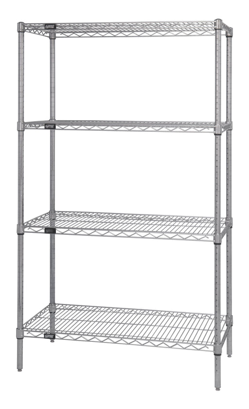 Quantum WR86-1460S, 14"W 60"D 86"H WR Wire Shelving Starter Kit, 304 Stainless Steel, NSF, 14" Deep