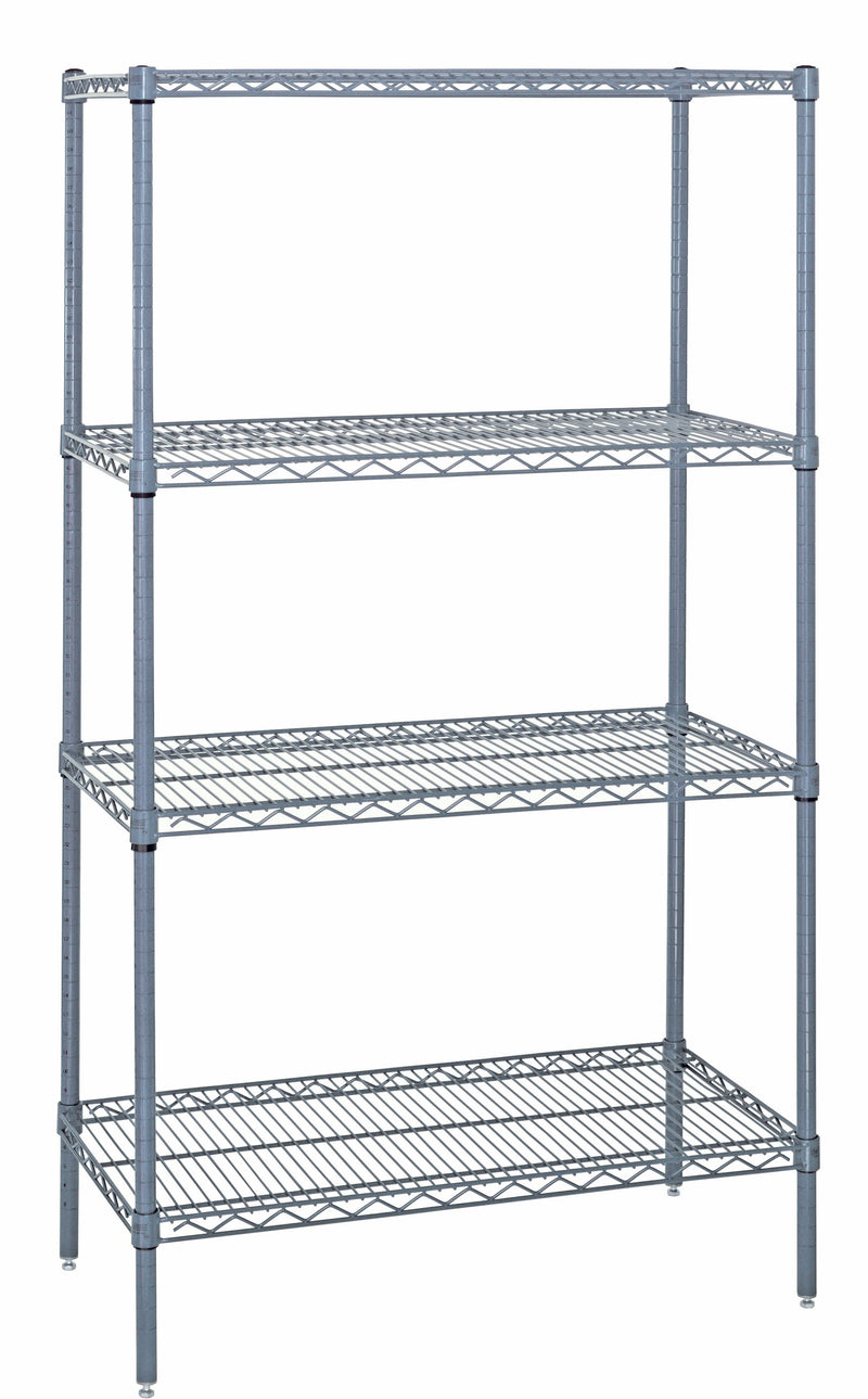 Quantum WR54-1824GY, 18"W 24"D 54"H WR Wire Shelving Starter Kit, Gray Epoxy Antimicrobial Finish, NSF, 18" Deep