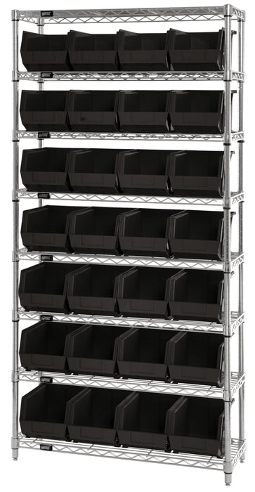 Quantum WR8-240BK | Bin Wire Shelving System