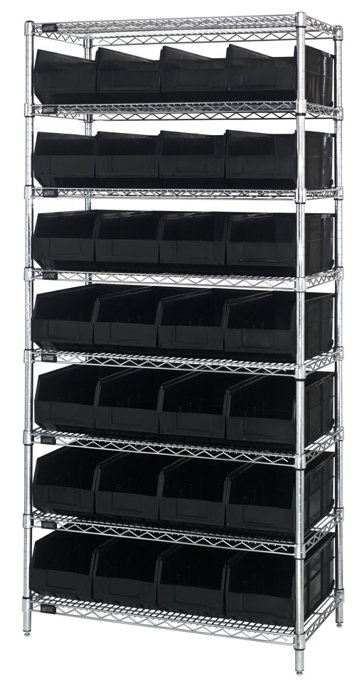 Quantum WR8-423BK | Bin Wire Shelving System