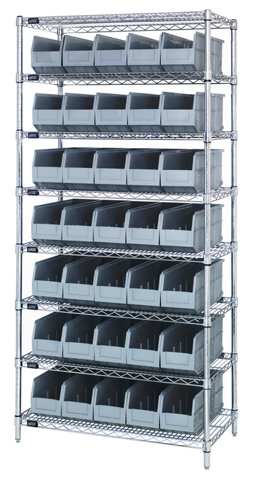 Quantum WR8-441GY | Bin Wire Shelving System