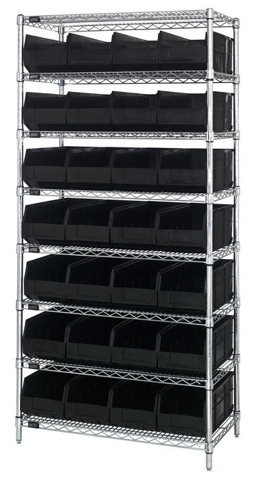 Quantum WR8-443BK | Bin Wire Shelving System