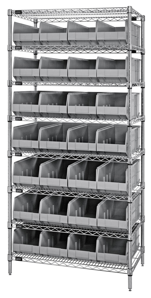 Quantum WR8-443GY | Bin Wire Shelving System