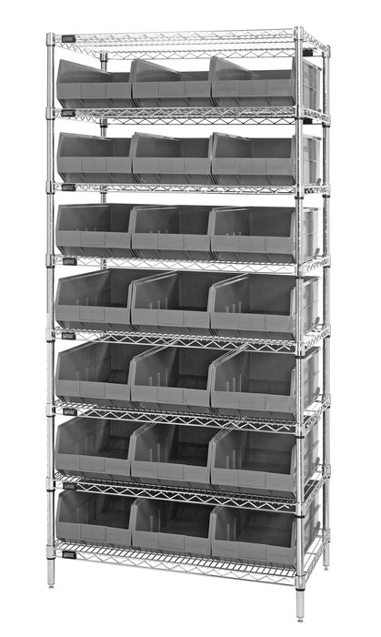 Quantum WR8-485GY | Bin Wire Shelving System